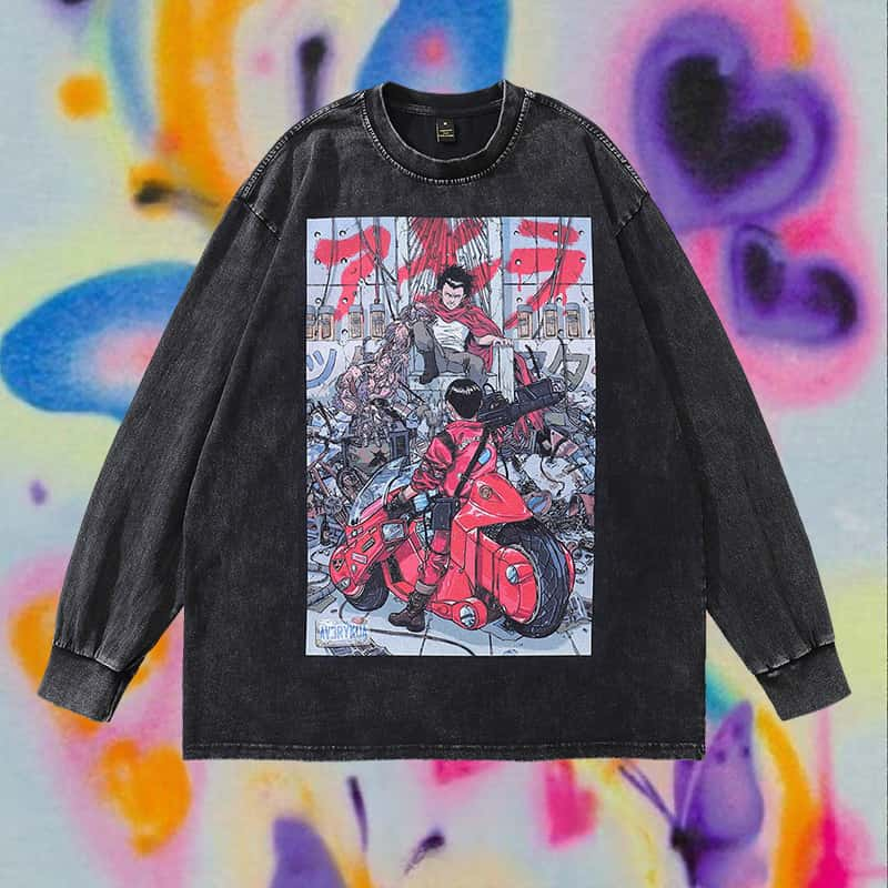 Pure Cotton Akira Cyberpunk DTG Printed Long Sleeve T-shirt