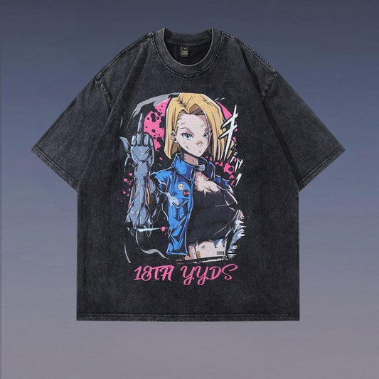 Pure Cotton Dragon Ball Android 18 DTG Printed T-shirt