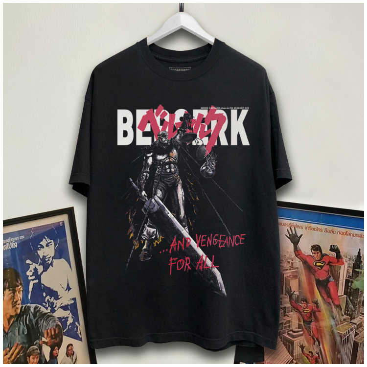 Pure Cotton Berserk Retro Anime DTG Printed T-shirt