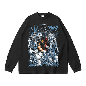 Berserk Anime T-shirt met lange mouwen van puur katoen