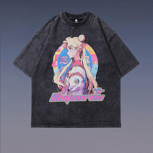 T-shirt imprimé Sailor Moon USAgi en pur coton DTG mignon