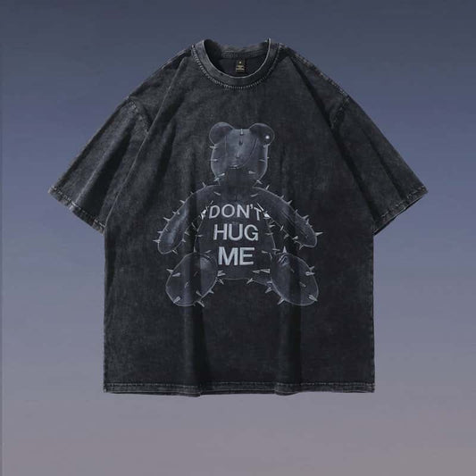 Pure Cotton Dont' Hug Me Bear DTG Printed T-shirt