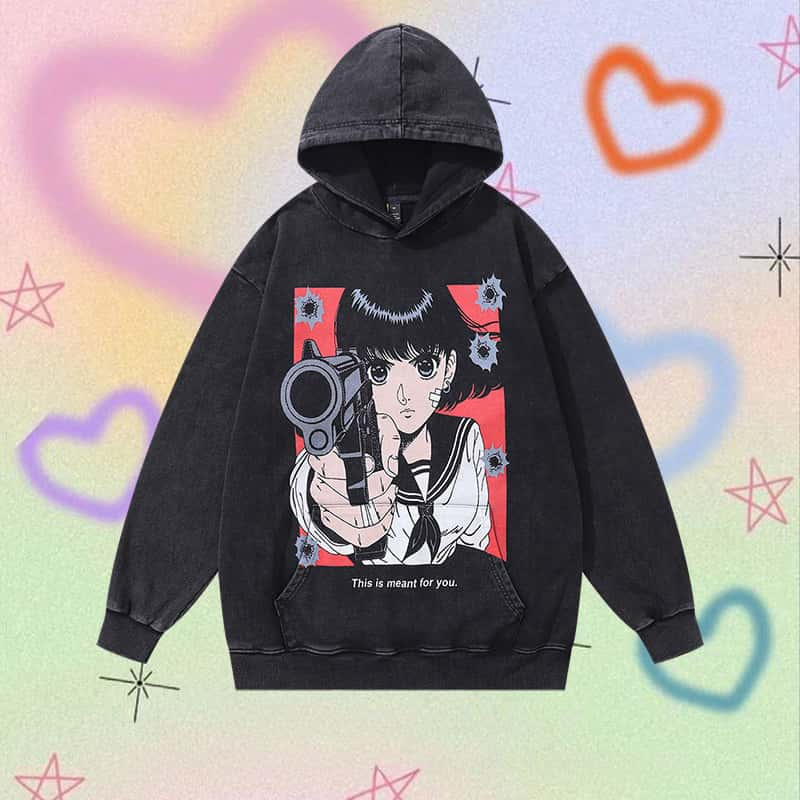 Pure Cotton Anime Girl DTG Printed Hoodie