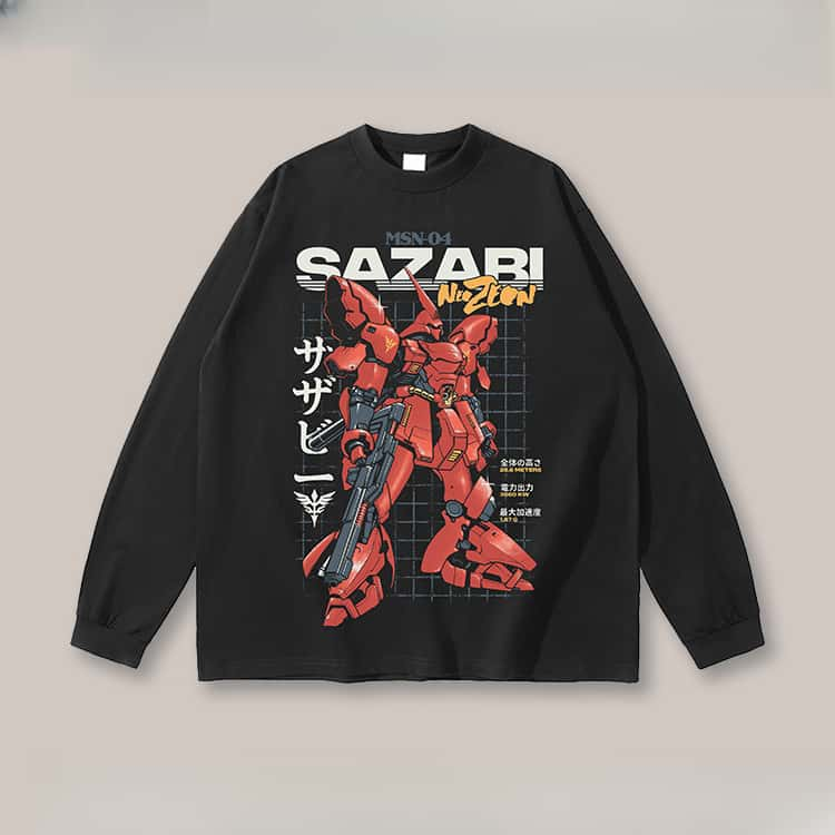 Pure Cotton Mobile Suit Gundam Sazabi Long Sleeve T-Shirt