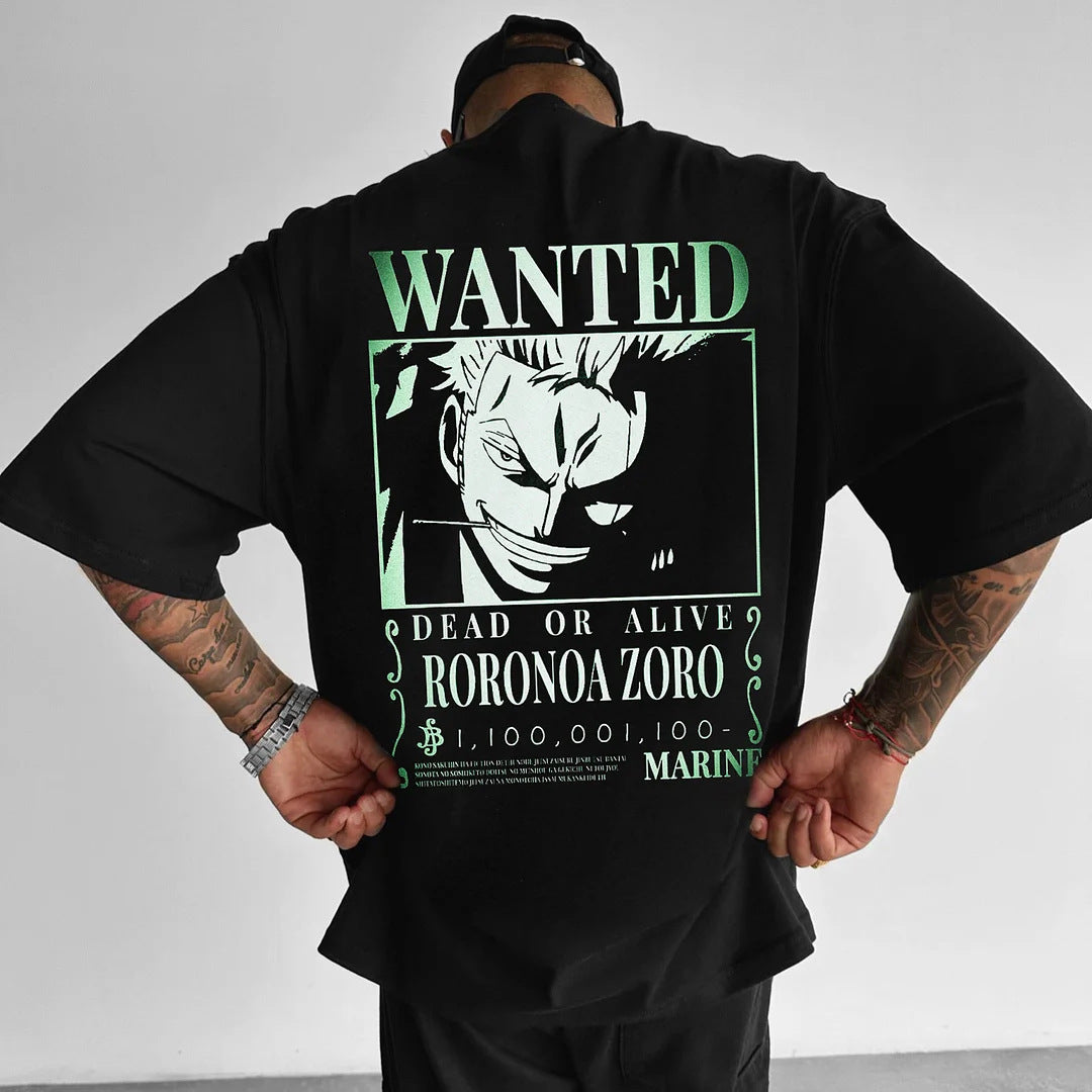 Pure Cotton One Piece Zoro Wanted Anime Plus Size T-shirt