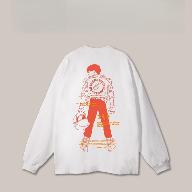 Camiseta de manga larga con estampado de Akira de puro algodón
