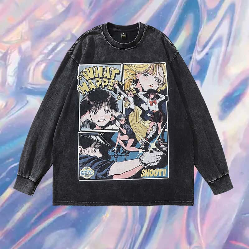 Pure Cotton Japanese Manga Magazine DTG Printed Long Sleeve T-shirt