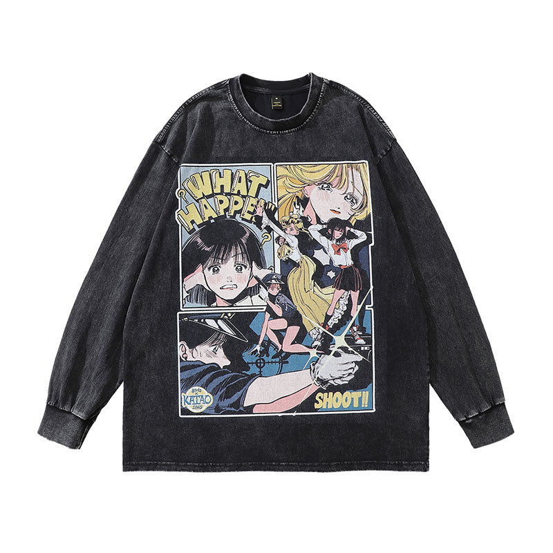 Pure Cotton Japanese Manga Magazine DTG Printed Long Sleeve T-shirt