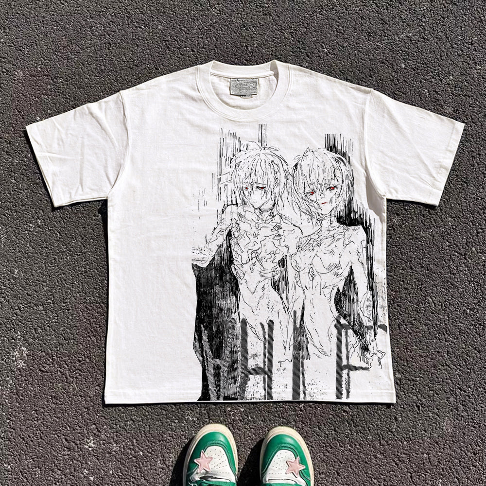 Pure Cotton Anime Eva Ayanami Rei Sketches T-shirt