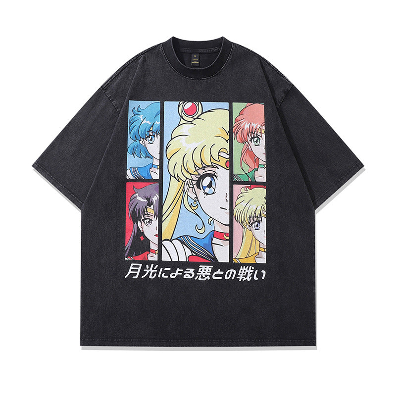 T-shirt imprimé Sailor Moon USAgi en pur coton DTG mignon