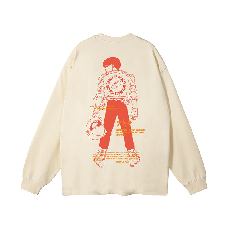 Pure Cotton Akira Graphic T-shirt Long Sleeved T-shirt