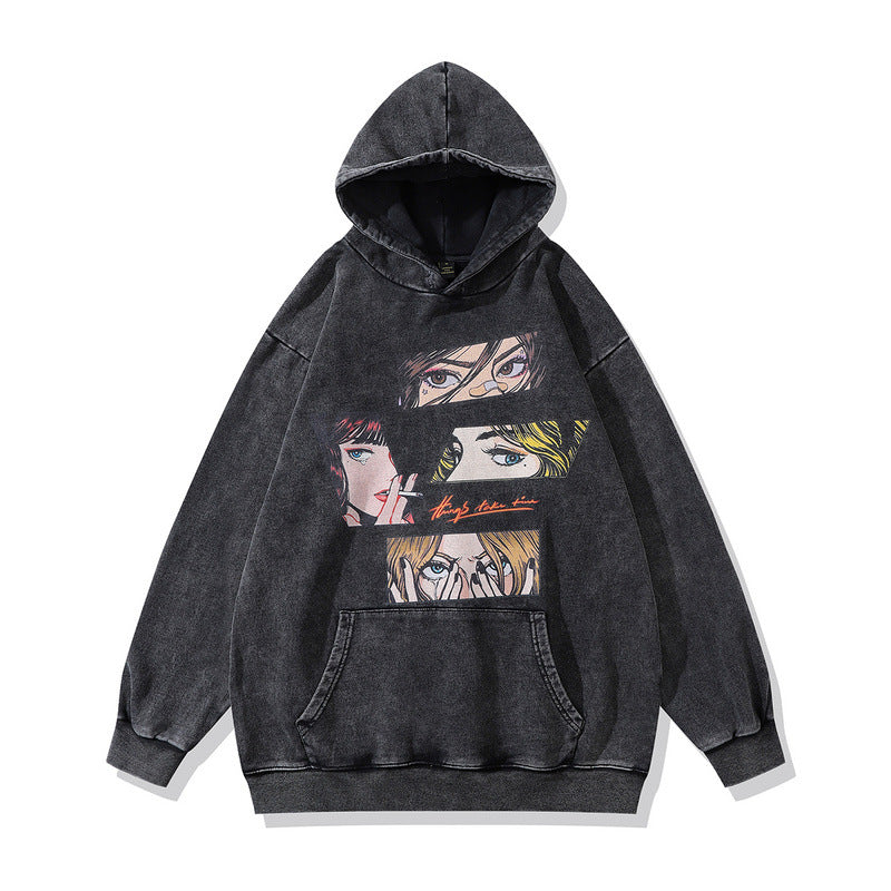 Pure Cotton Anime Girl Aesthetics DTG Printed Hoodie