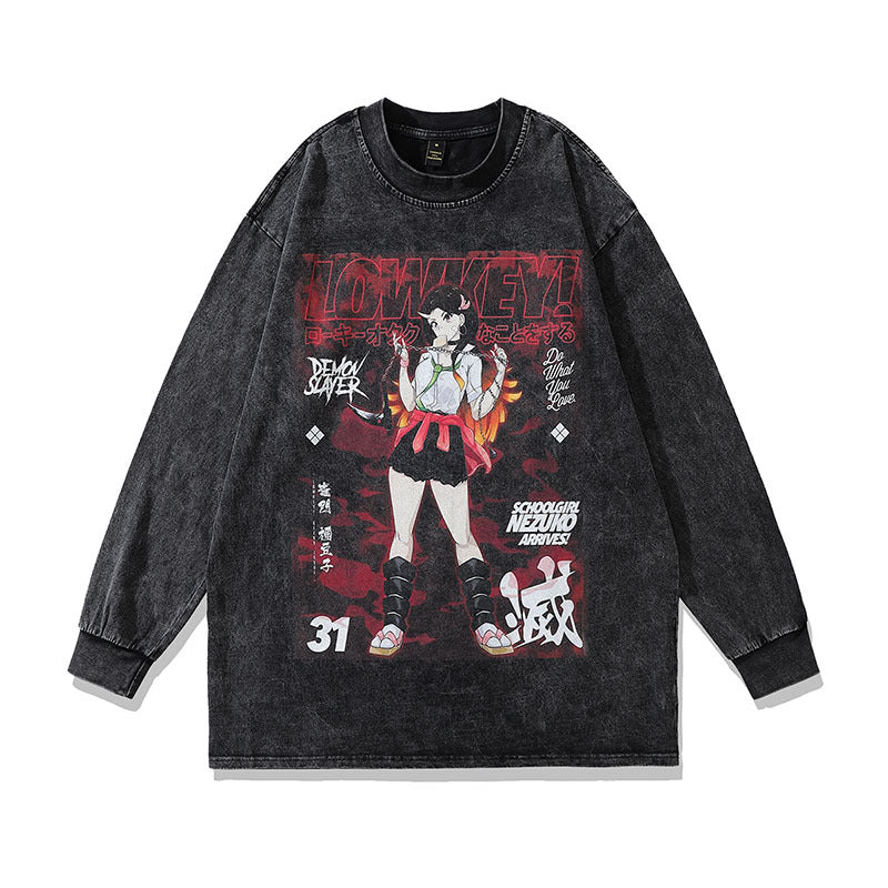 Pure Cotton Demon Slayer Nezuko DTG Printed Long Sleeve T-shirt