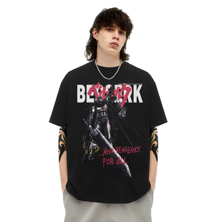 Pure Cotton Berserk Retro Anime DTG Printed T-shirt