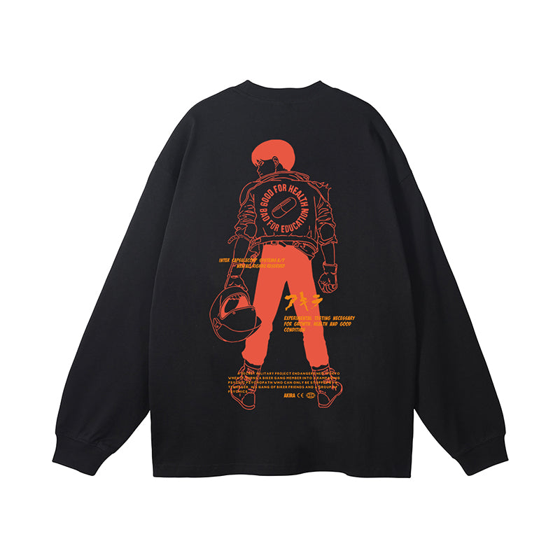 Pure Cotton Akira Graphic T-shirt Long Sleeved T-shirt