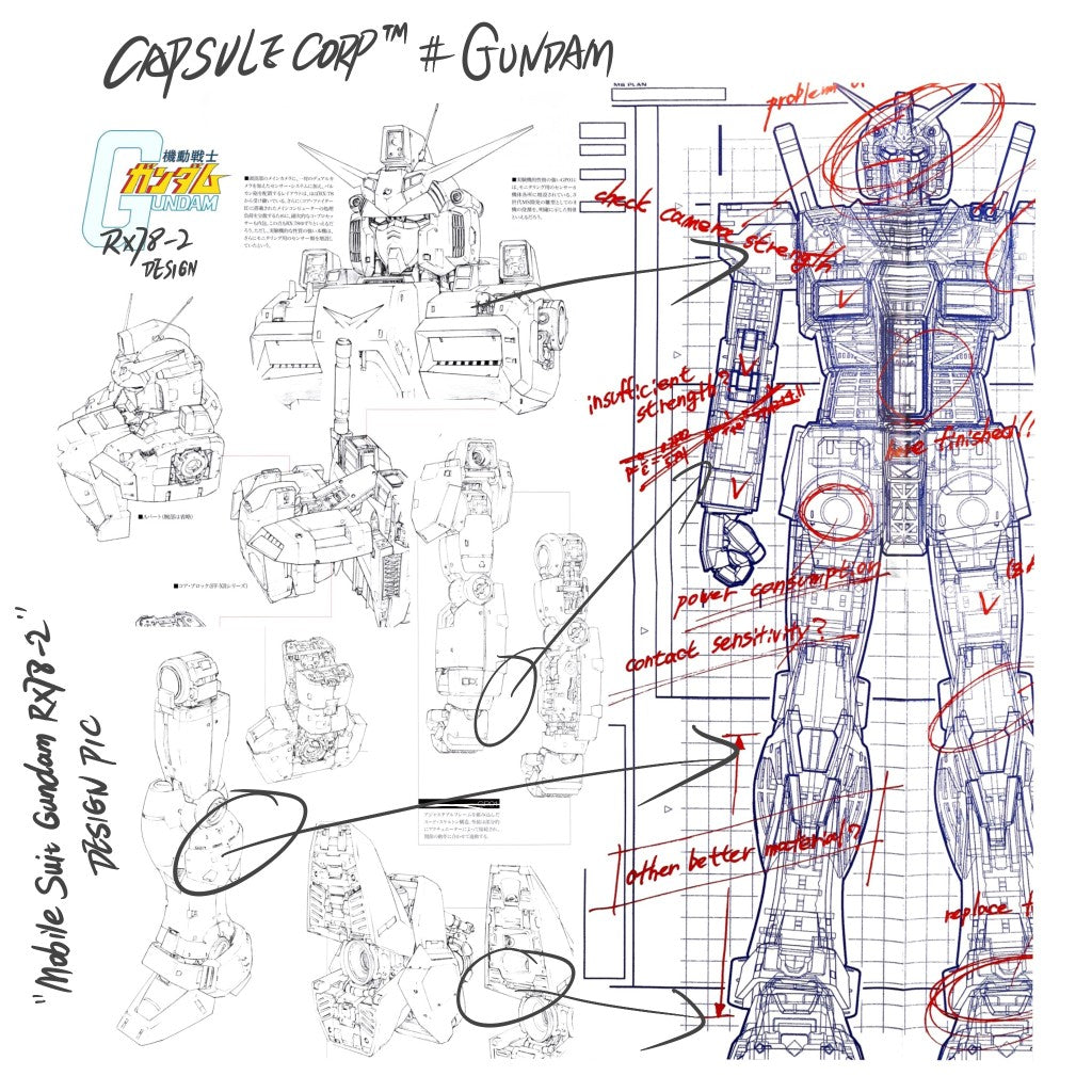 Pure Cotton Mobile Suit Gundam Sketch T-Shirt