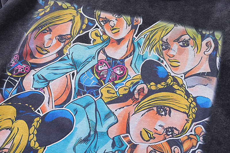 Pure Cotton Jojo’s Bizzare Adventure Jolyne DTG Printed Hoodie