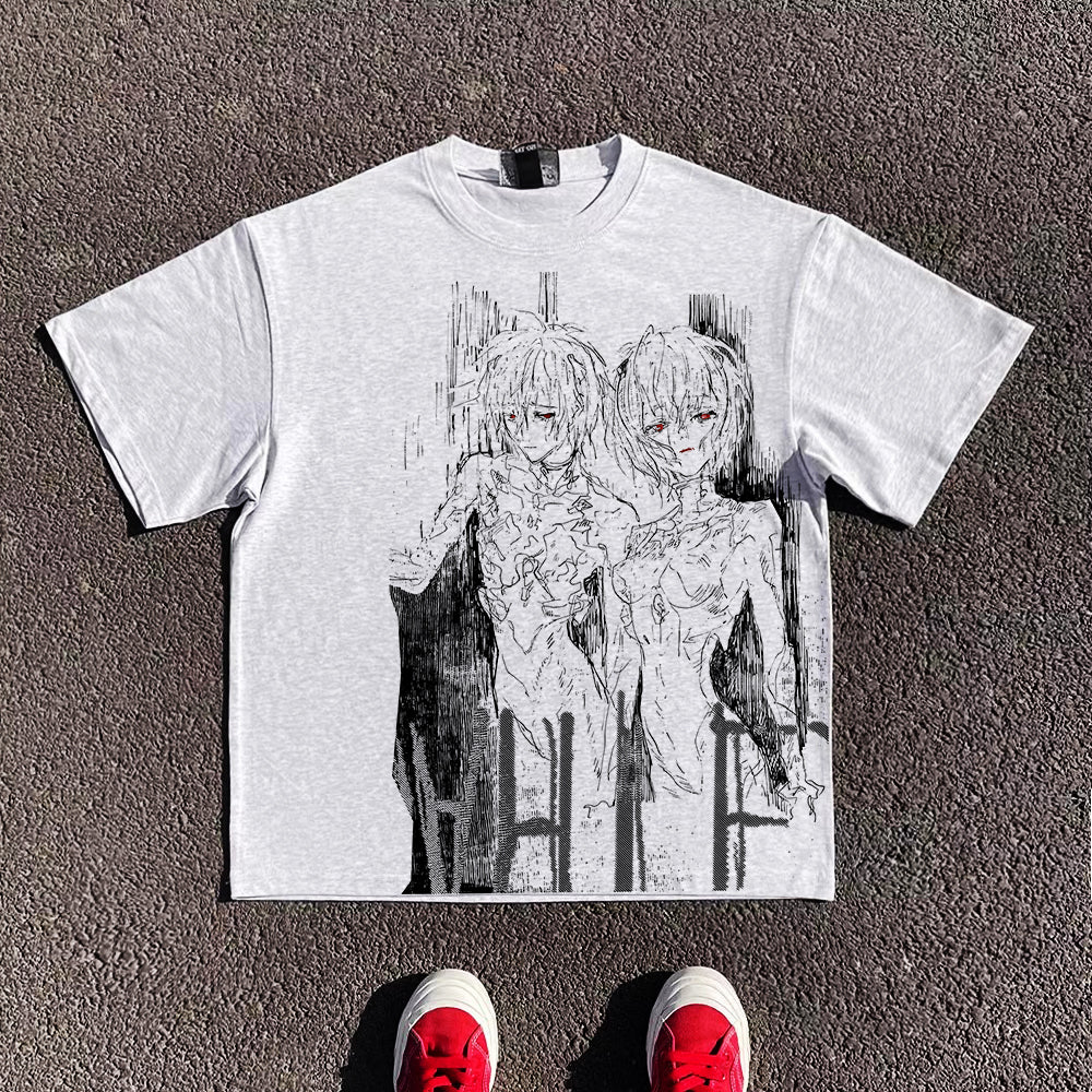 Pure Cotton Anime Eva Ayanami Rei Sketches T-shirt