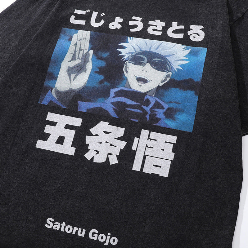 تي شيرت Jujutsu Kaisen Satoru Gojo DTG من القطن الخالص مطبوع