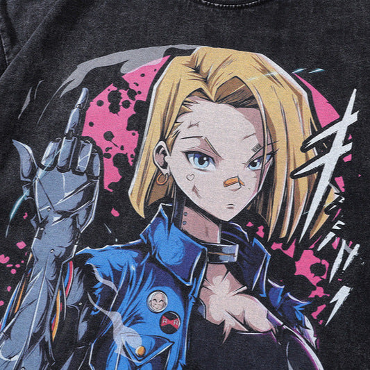 Pure Cotton Dragon Ball Android 18 DTG Printed T-shirt