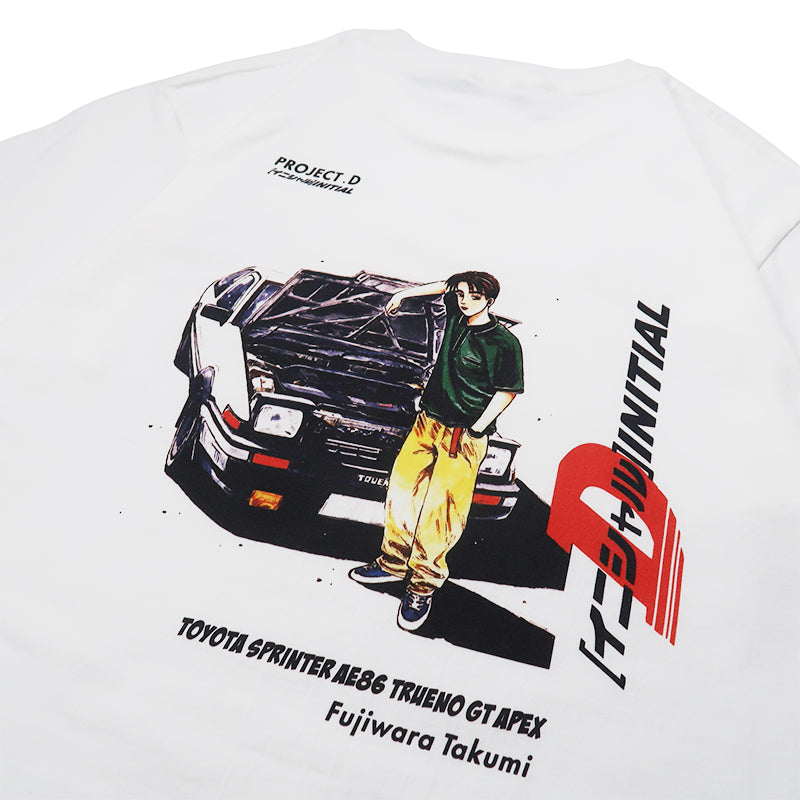 Camiseta de algodão puro com a inicial D Fujiwara Takumi AE 86