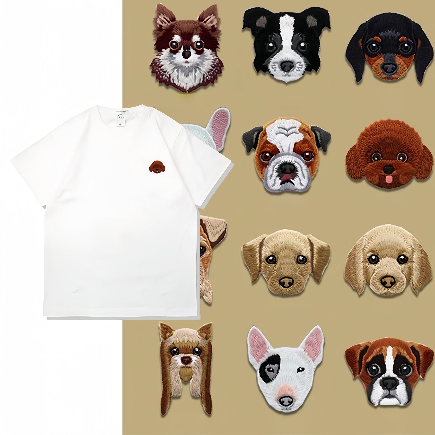 Pure Cotton Kawaii Dog Embroideried Summer Tshirt