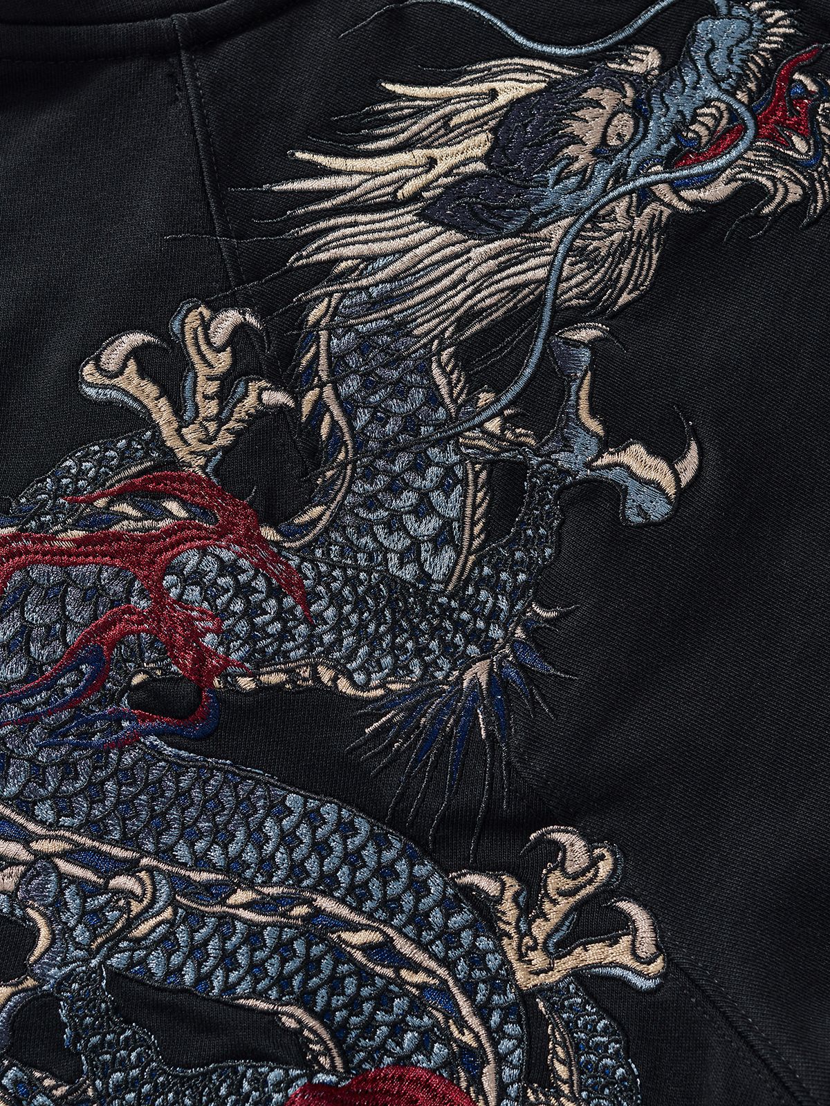 Blue Dragon & White Tiger Embroidered Hoodie