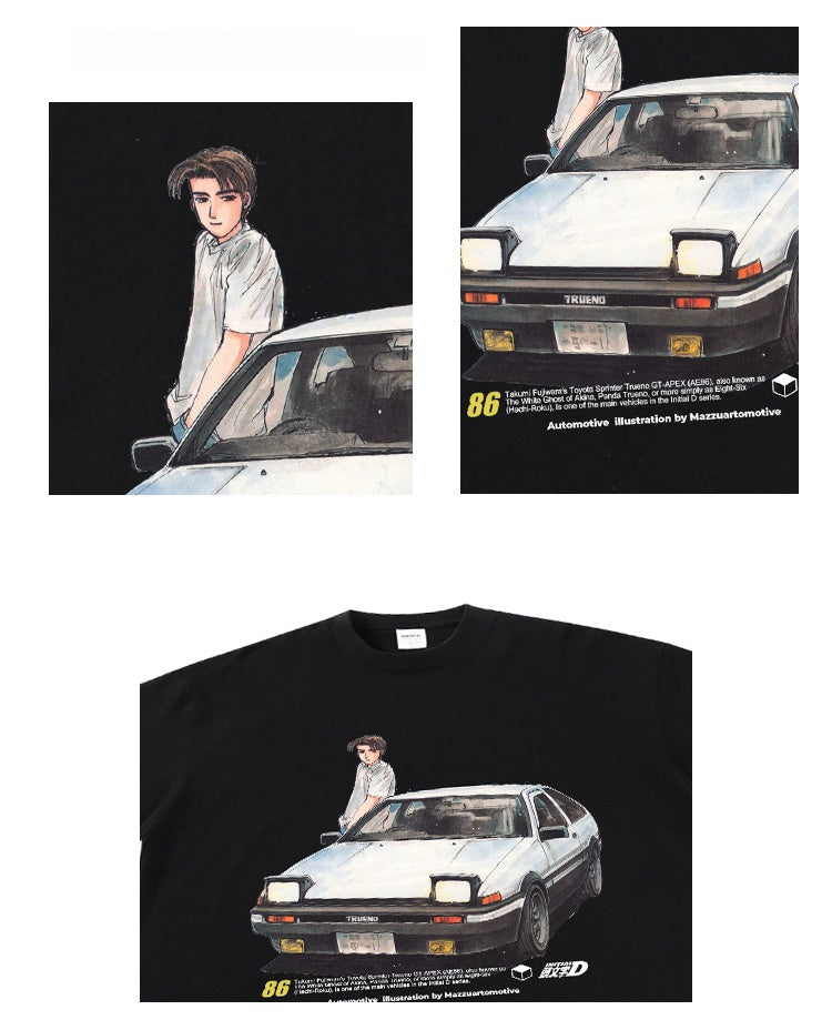 Langarm-T-Shirt mit Initial D von Takumi Fujiwara aus reiner Baumwolle