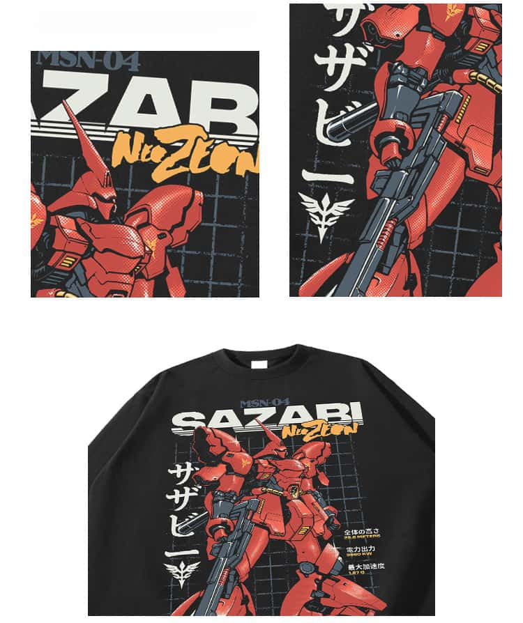 Pure Cotton Mobile Suit Gundam Sazabi Long Sleeve T-Shirt