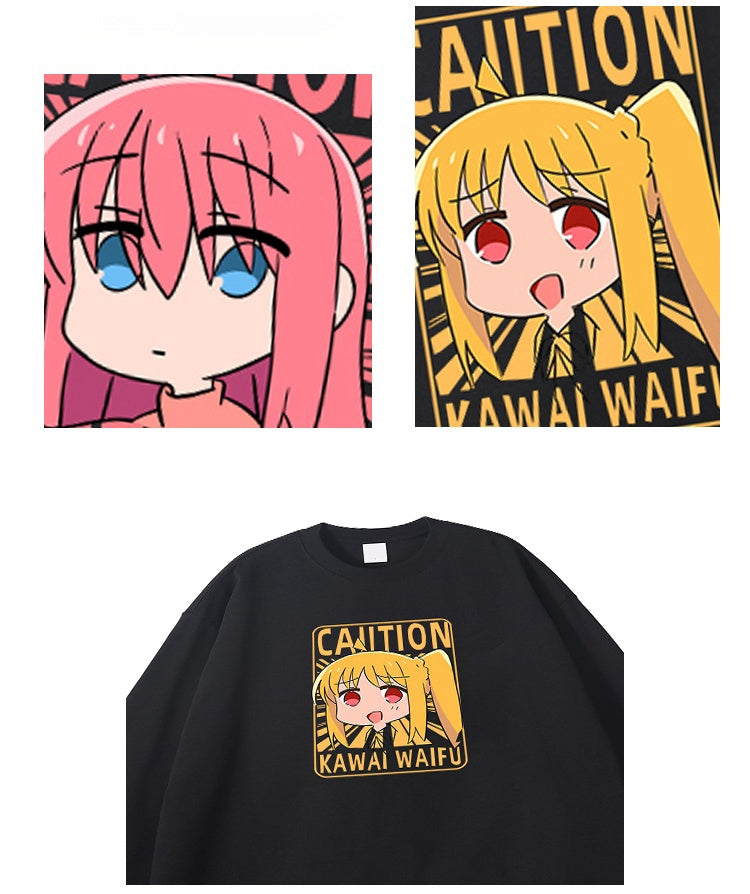 Camiseta de manga larga de algodón puro de Bocchi The Rock con diseño de anime