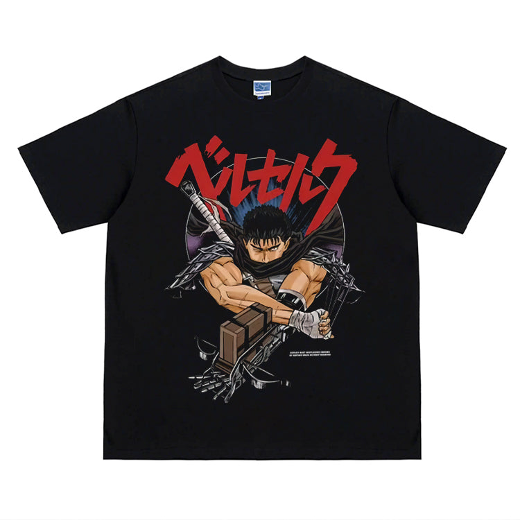 Pure Cotton Berserk Guts Retro DTG Printed T-shirt