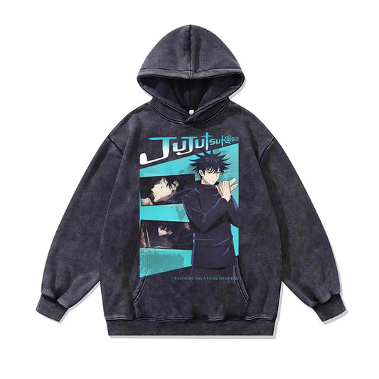 Pure Cotton Jujutsu Kaisen Megumi Fushiguro DTG Printed Hoodie