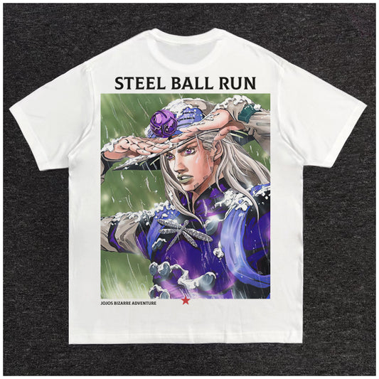 Pure Cotton Jojo’s Bizzare Adventure Steel Ball Run DTG Printed T-shirt