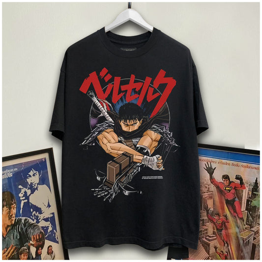 Pure Cotton Berserk Guts Retro DTG Printed T-shirt