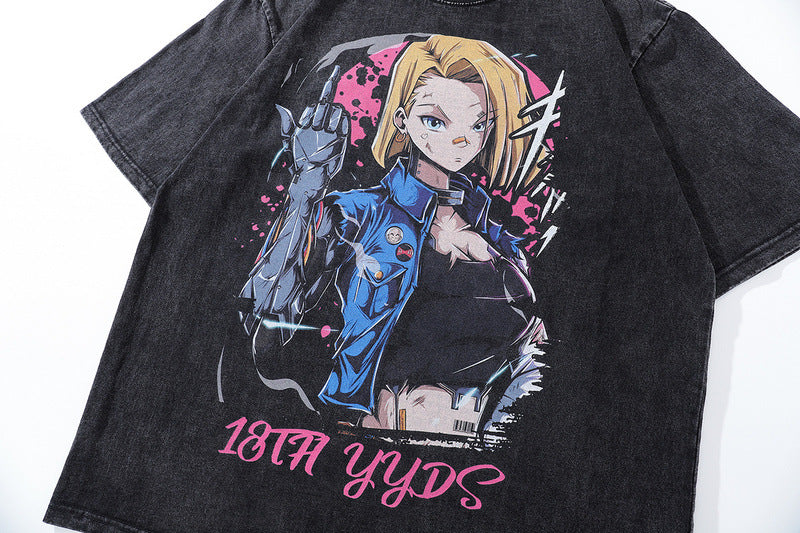 Pure Cotton Dragon Ball Android 18 DTG Printed T-shirt