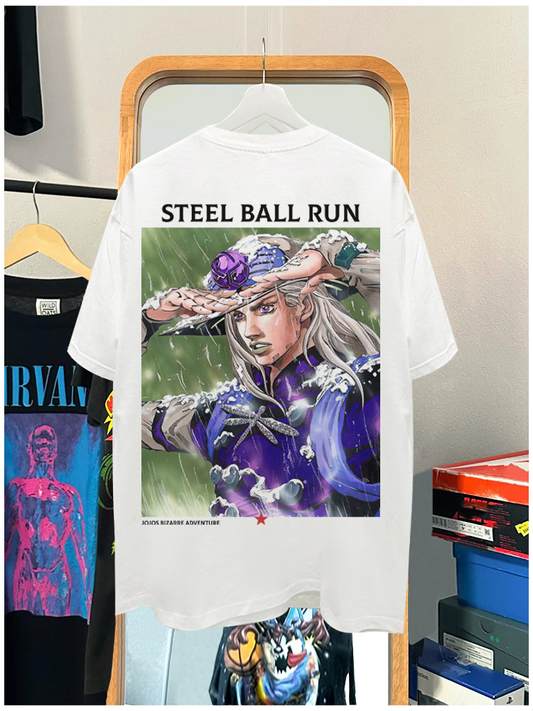 Pure Cotton Jojo’s Bizzare Adventure Steel Ball Run DTG Printed T-shirt