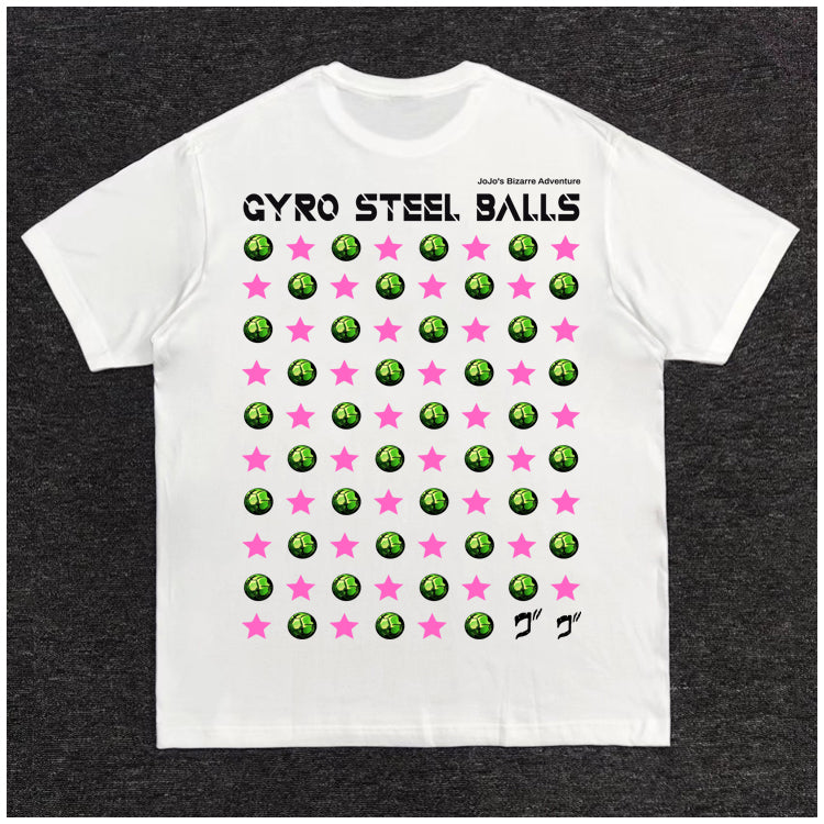 Pure Cotton Jojo’s Bizzare Adventure Gyro Steel Ball Run DTG Printed T-shirt