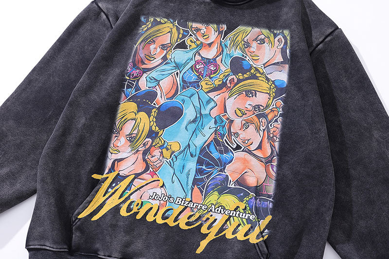 Pure Cotton Jojo’s Bizzare Adventure Jolyne DTG Printed Hoodie