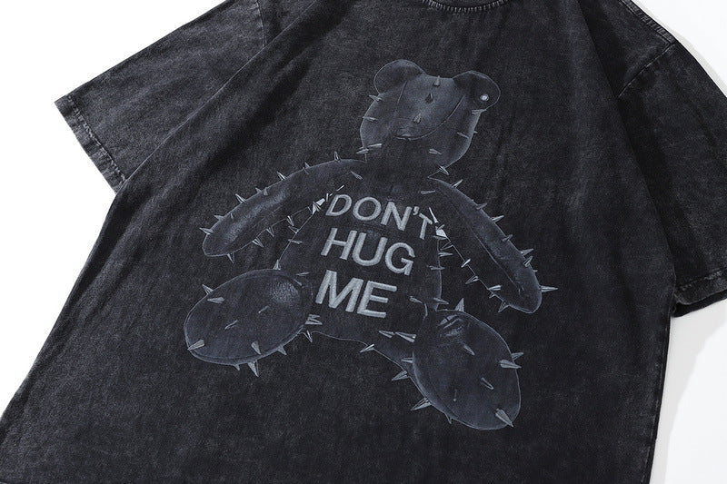 Pure Cotton Dont' Hug Me Bear DTG Printed T-shirt