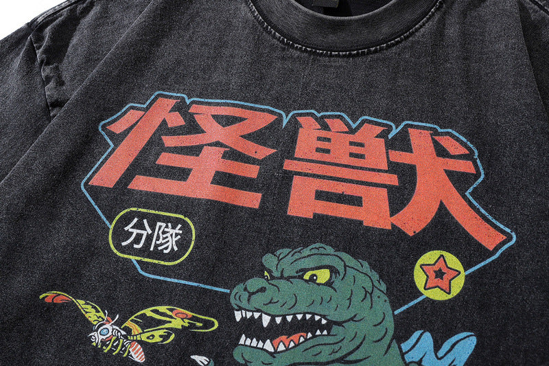 Pure Cotton Godzilla Retro DTG Printed T-shirt