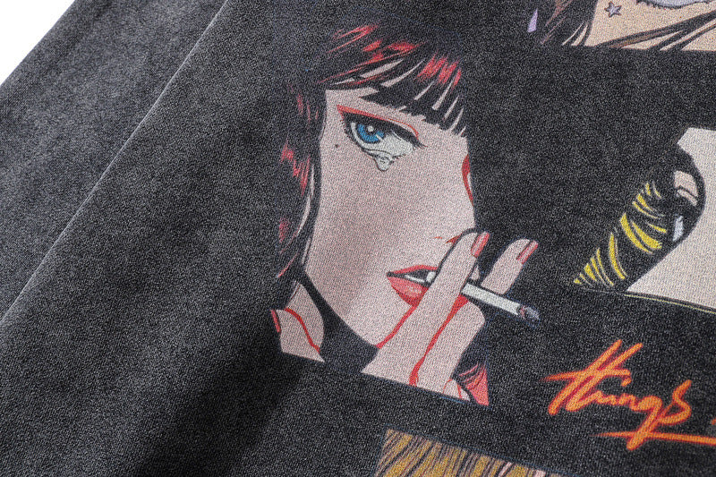 Pure Cotton Anime Girl Aesthetics DTG Printed Hoodie