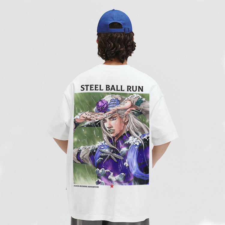 Pure Cotton Jojo’s Bizzare Adventure Steel Ball Run DTG Printed T-shirt