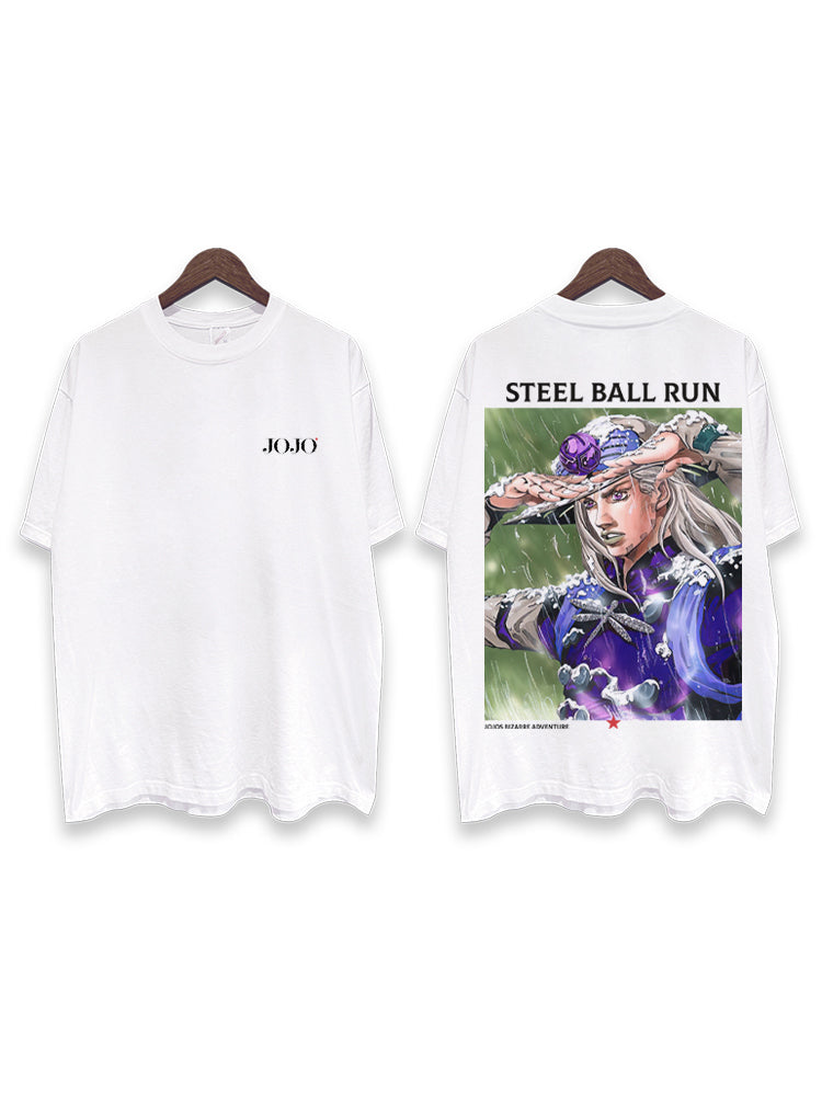 Pure Cotton Jojo’s Bizzare Adventure Steel Ball Run DTG Printed T-shirt