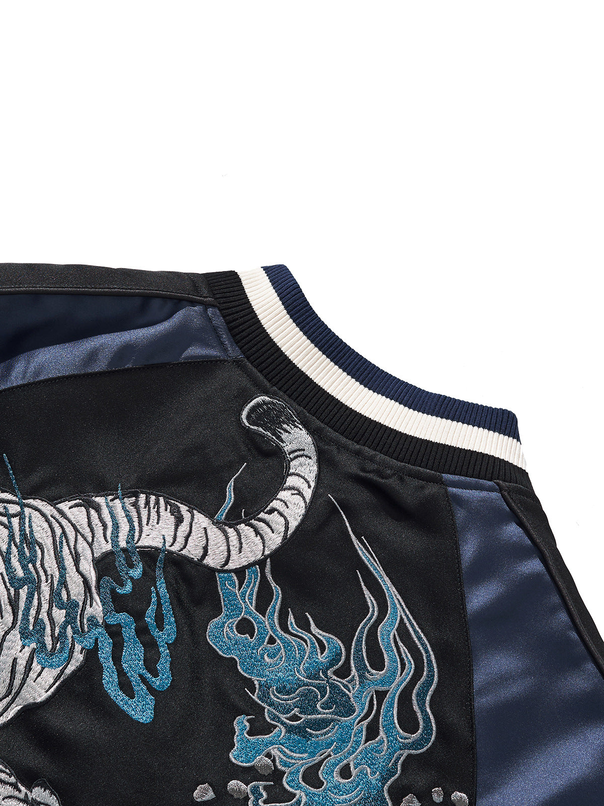 White Descending Tiger Satin Jacket