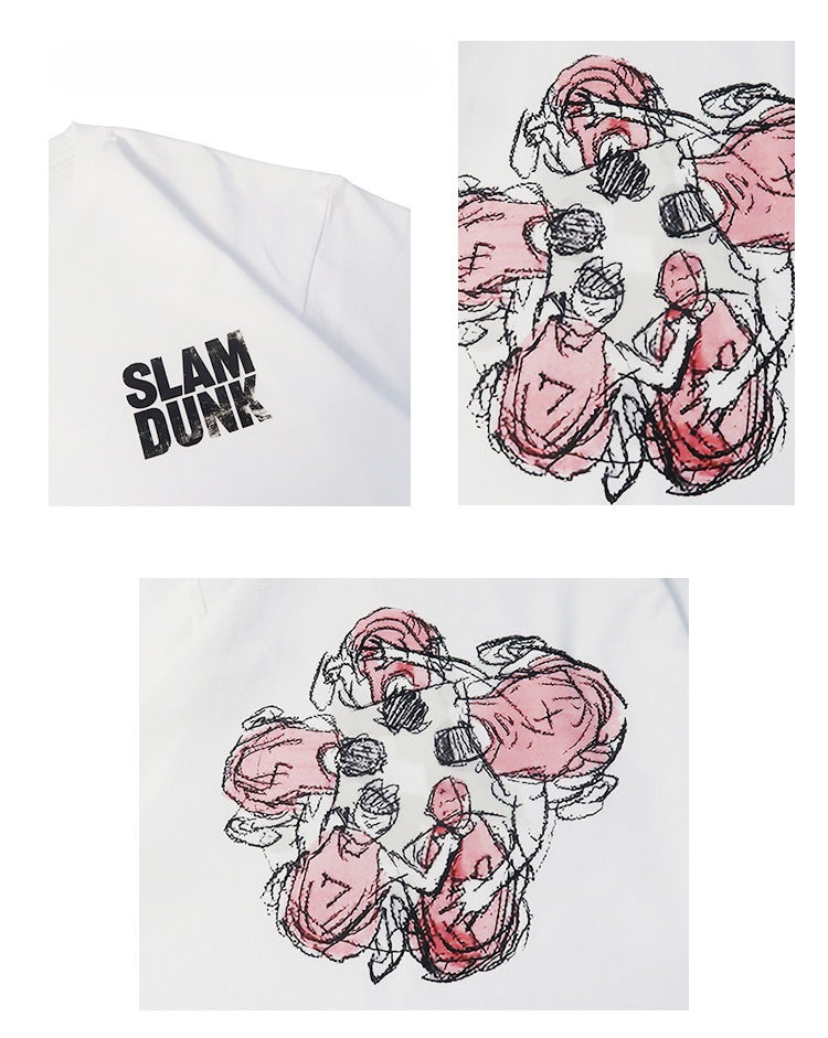 Sommertrøje i ren bomuld Slam Dunk Manga-stil