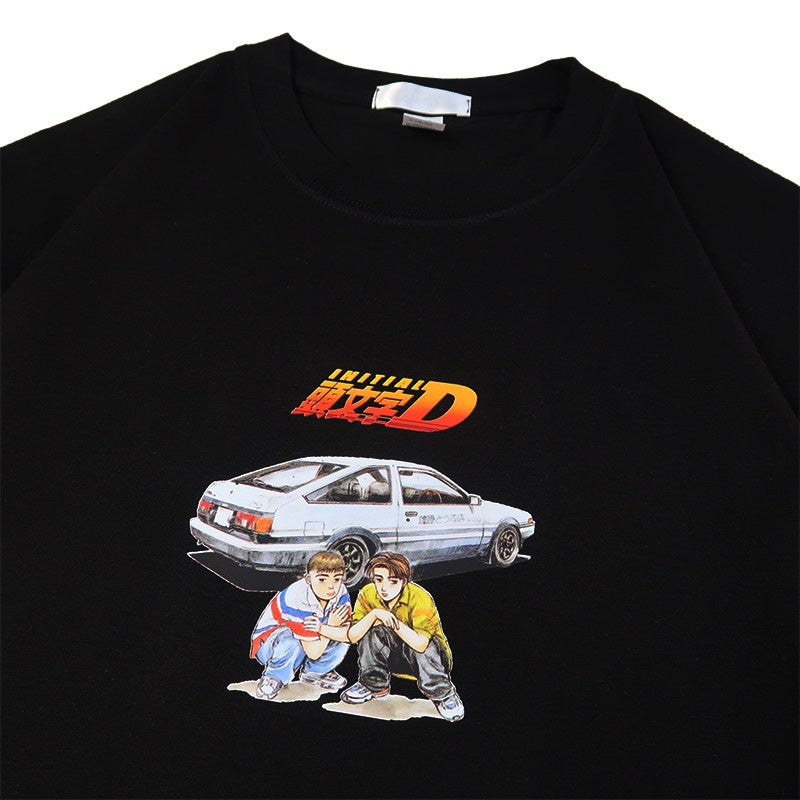Langarm-T-Shirt mit Initial D von Takumi Fujiwara aus reiner Baumwolle