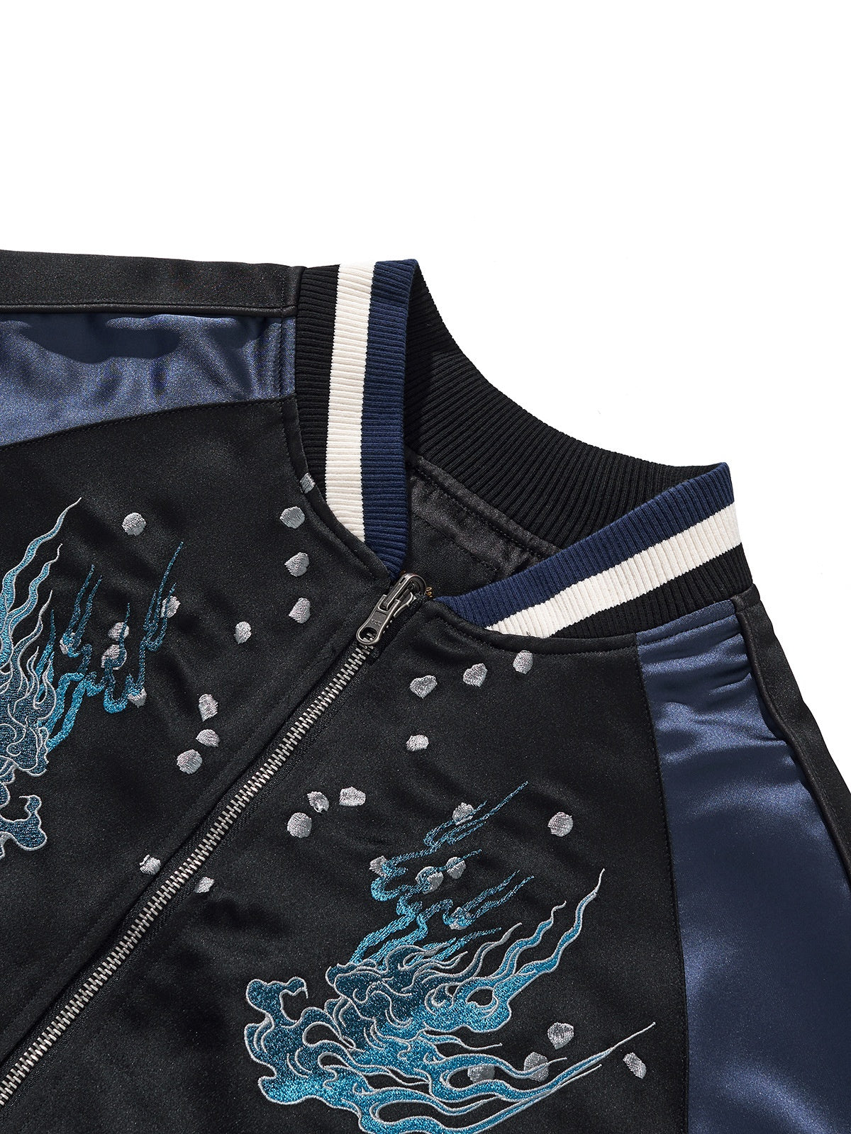 White Descending Tiger Satin Jacket