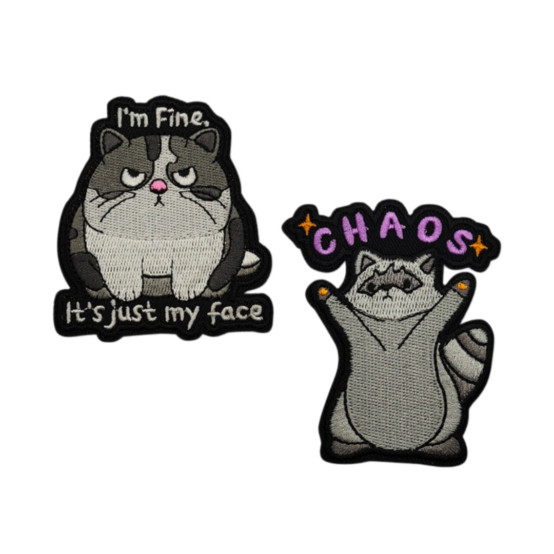 Chubby Cat & Raccoon Embroidered Morale Patch