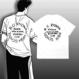 Camiseta do time de basquete Slam Dunk Shohoku de algodão puro
