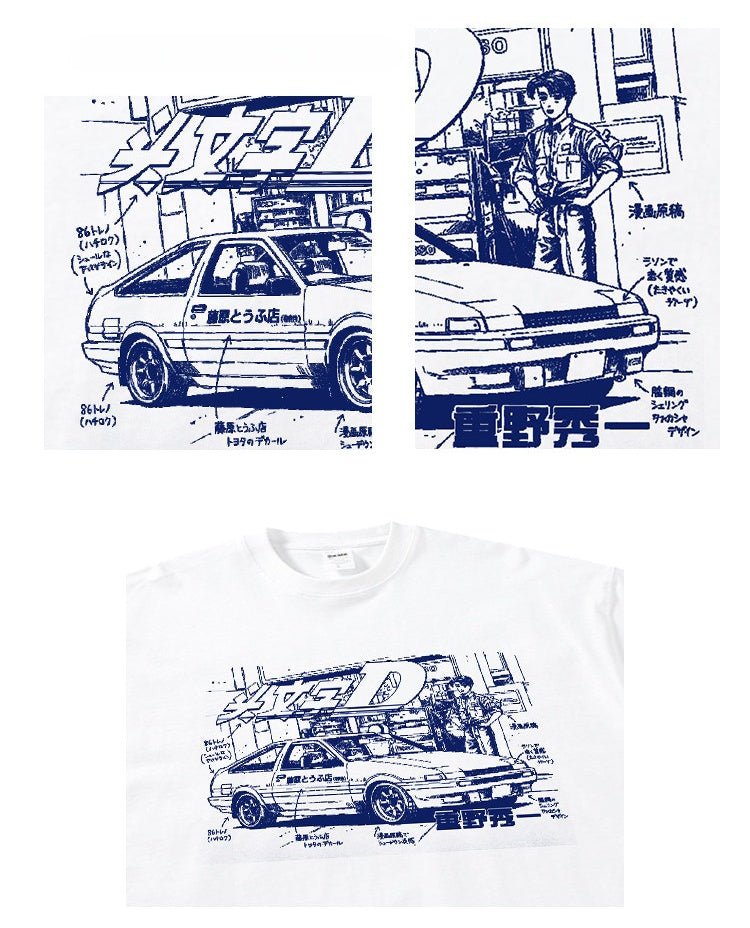 Langarm-T-Shirt mit Initial D von Takumi Fujiwara aus reiner Baumwolle